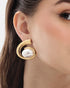 Premium 18kt Gold Plated Pearl Contemporary Bold Stud Earring