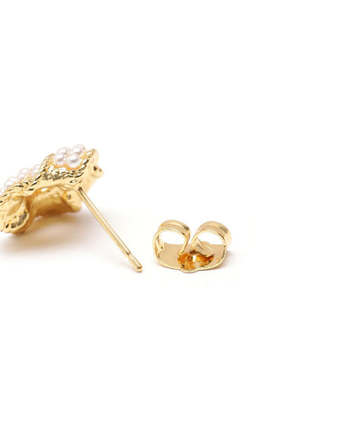 18kt Gold Plated Pearl Love Knot Stud Earring