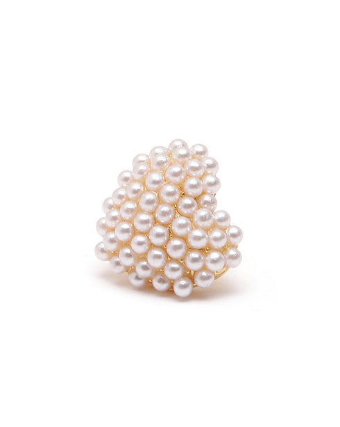 18kt Gold Plated Pearl Heart Stud Earring