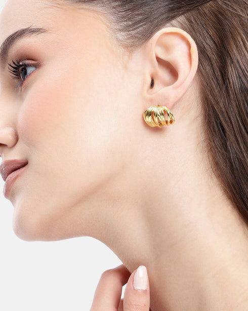 18kt Gold Plated Contemporary Spiral Half Hoop Earring