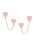 18kt Gold Plated Pink Enamel Heart Stud with Chain Earring