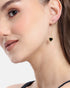 18kt Gold Plated Black Enamel Heart Threader Earring