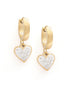 18kt Gold Plated CZ Dangling Heart Hoop Earring