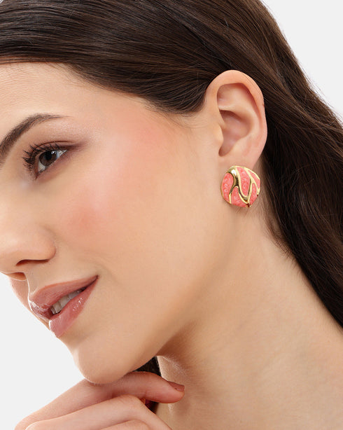 Gold Plated Enamel Bold Stud Earring