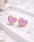 Gold Plated Enamel Heart Bold Stud Earring