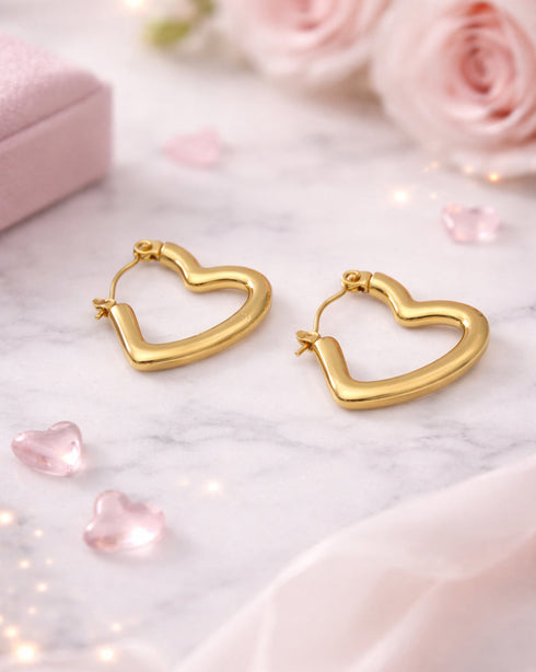 Gold Plated Heart Hoop Earring