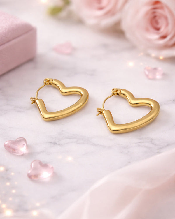 Gold Plated Heart Hoop Earring