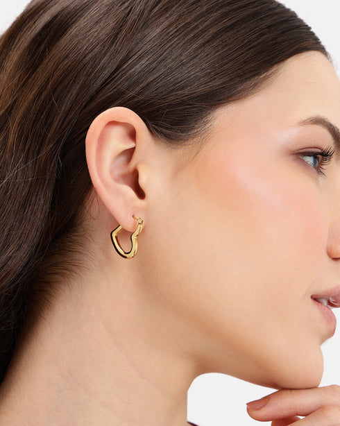 Gold Plated Heart Hoop Earring