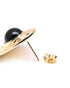 Gold Plated Halo Black Stone Earrings
