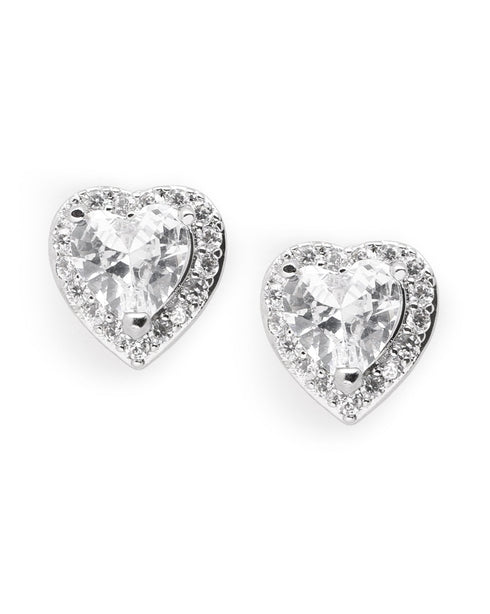 Silver Plated CZ Mini Heart Stud Earring
