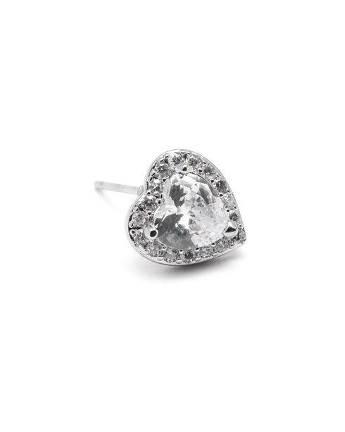 Silver Plated CZ Mini Heart Stud Earring