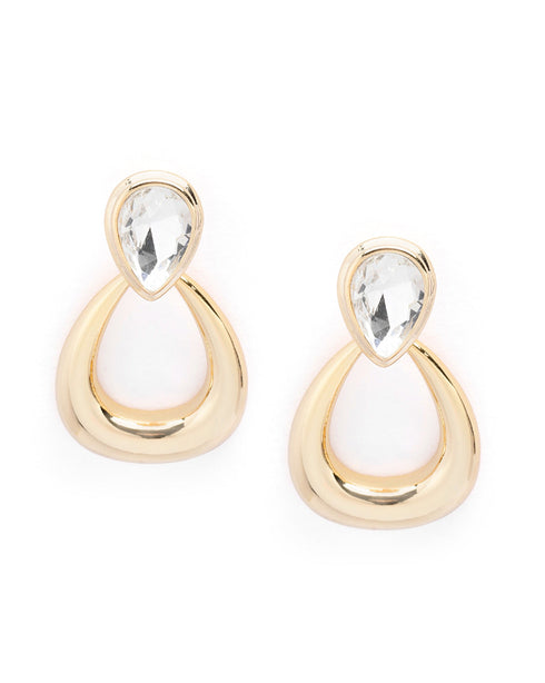 Gold Plated Tear Drop CZ Drop Earring