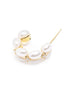 Gold Plated CZ Pearl Half Hoop Earring