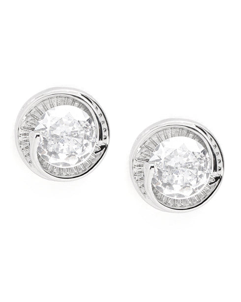 Silver Plated Solitaire Circular Mini Stud Earring