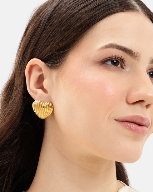 Gold Plated Bold Heart Stud Earring