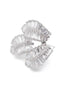 Premium Silver-Plated CZ Layered Leaf Bold Stud Earrings