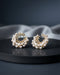 Gold-Plated Pearl & CZ Embellished Bold Hoops Earrings