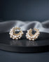 Gold-Plated Pearl & CZ Embellished Bold Hoops Earrings