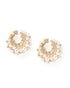 Gold-Plated Pearl & CZ Embellished Bold Hoops Earrings