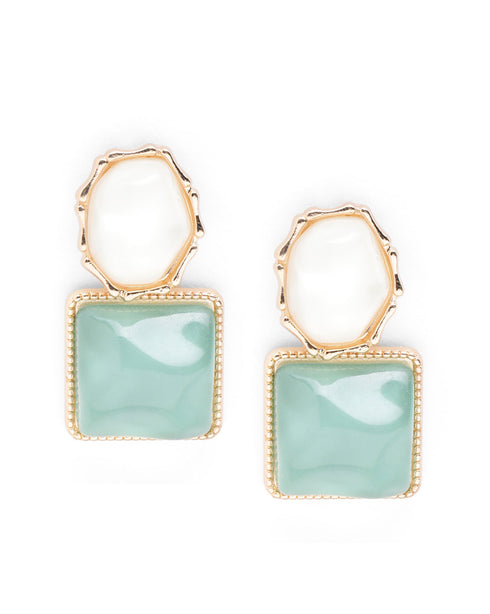 Gold Plated Natural Stone Drop Earring