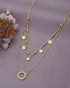 18kt Gold Plated CZ Circular Pendant Layered Necklace