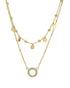 18kt Gold Plated CZ Circular Pendant Layered Necklace