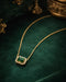 18kt Gold Plated CZ Green Stone Pendant and Chain Necklace