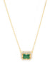 18kt Gold Plated CZ Green Stone Pendant and Chain Necklace