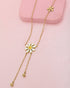 Genz 18kt Gold Plated Floral Enamel Lariat Necklace