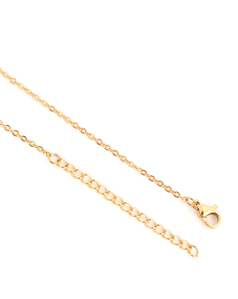 18kt Gold Plated Pink CZ Vertical Bar Pendant with Chain