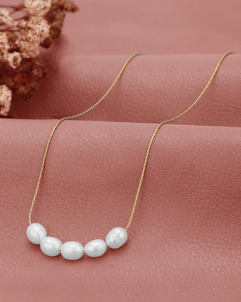 18kt Gold Plated Multiple Pearl Necklace