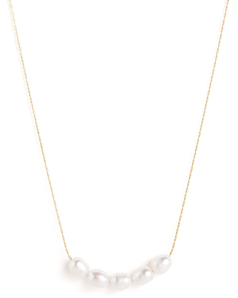 18kt Gold Plated Multiple Pearl Necklace