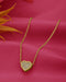Antique Gold Plated CZ Puff Heart Pendant and Chain