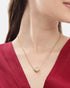 Antique Gold Plated CZ Puff Heart Pendant and Chain