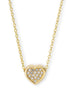 Antique Gold Plated CZ Puff Heart Pendant and Chain