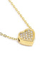 Antique Gold Plated CZ Puff Heart Pendant and Chain