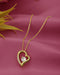 Gold Plated CZ Solitaite Heart Pendant and Chain