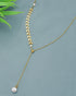 Gold Plated Dangling Pearl Leaf Necklace
