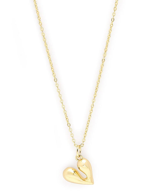 18kt Gold Plated Puff Heart Pendant and Chain