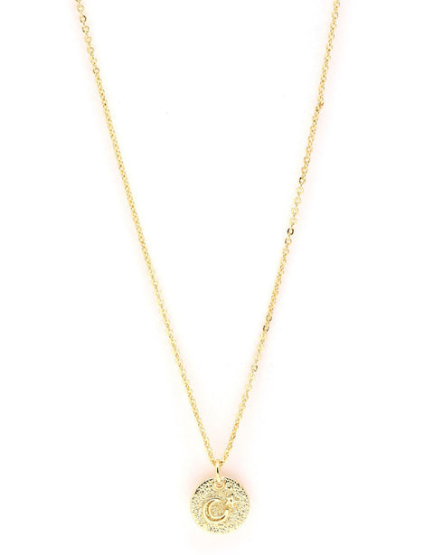 18kt Gold Plated Moon and Star Pendant and Chain