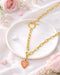 18kt Gold Plated CZ Heart Pendant with Toggle Necklace