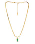 Gold Plated CZ Green Square Pendant and Snake Chain