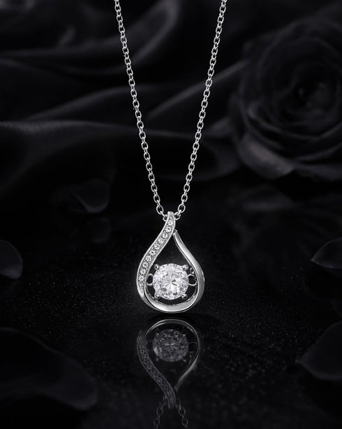 Silver Plated CZ Teardrop Pendant and Chain