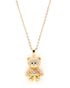 Gold Plated CZ Teddy Bear Pendant and Chain