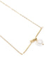 Gold Plated Dangling Bar and Pearl Necklace