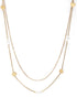 Gold Plated Heart and Pearl Charm Layered Necklace