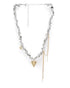 Silver-Plated Heart Charm Statement Choker Necklace
