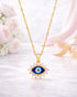 Gold Plated CZ Evil Eye Pendant and Chain