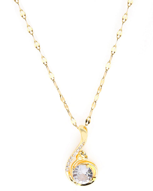 Gold Plated CZ Solitaire Pendant and Chain