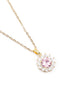 Gold Plated Pink CZ Floral Pendant and Chain
